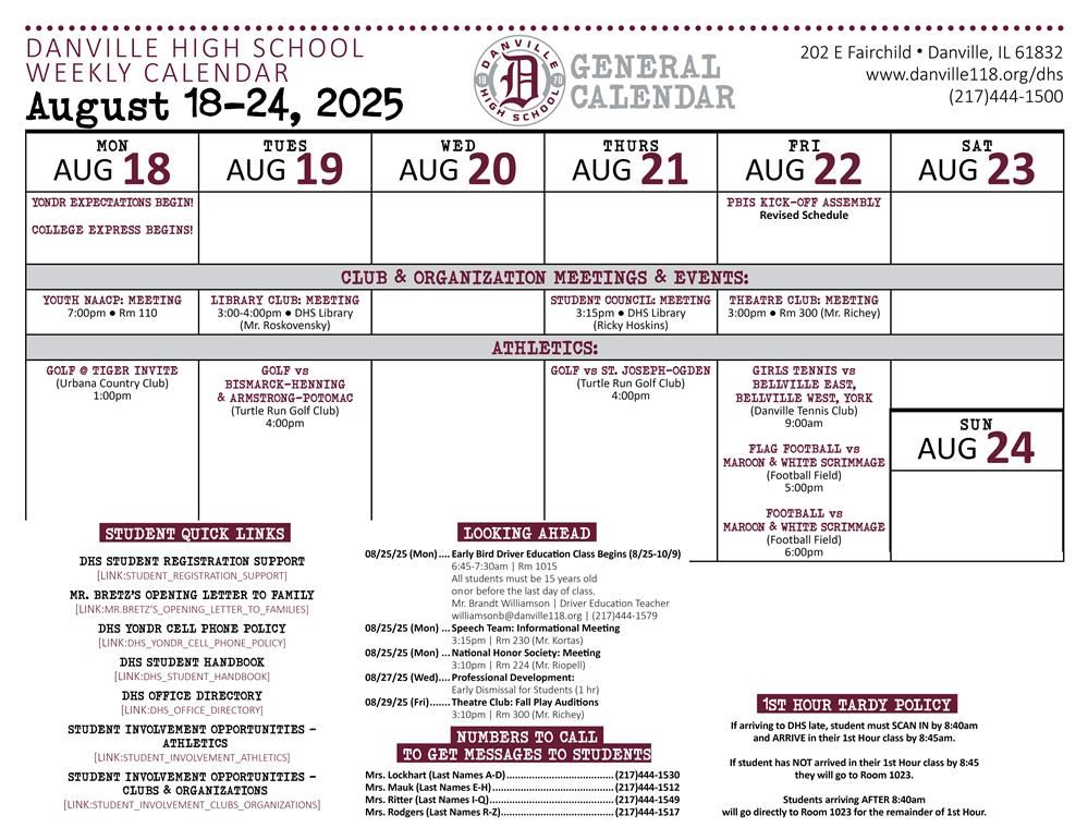  General Calendar